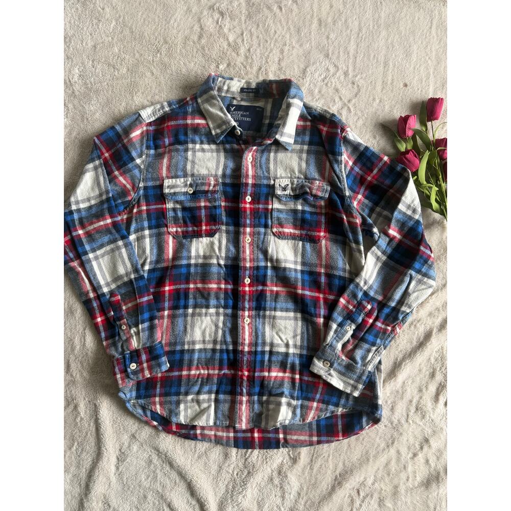 American Eagle Plaid Flannel Shirt Size XL Athletic Fit